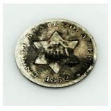 1852 Silver 3 Cent Piece