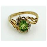 Genuine Peridot & Diamond Estate Ring