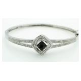 Black & White Diamond Accent Cuff Bracelet