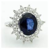 14kt Gold Oval 8.04 ct Sapphire & Diamond Ring