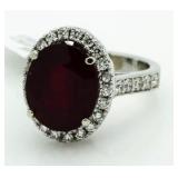 14kt Gold Oval 10.76 ct Ruby & Diamond Ring