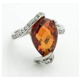 Pear Cut 4.61 ct Orange Sapphire Ring