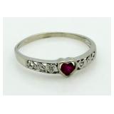 10kt Gold Pink Sapphire & Diamond Heart Ring