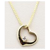 14kt Gold Open Heart Diamond Pendant