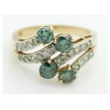 14kt Gold 1.50 ct Green & White Diamond Ring