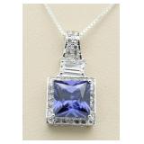 Princess Cut 3.00 ct Tanzanite Pendant