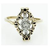 10kt Gold Antique Diamnd Estate Ring