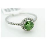 14kt Gold 1.02 ct Fancy Green Diamond Ring