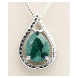 Genuine Emerald & Diamond Pendant