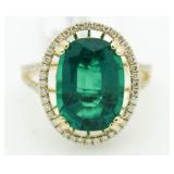 14kt Gold 6.13 ct Emerald & Diamond Ring