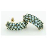 10kt Gold 4.00 ct Blue Topaz Watefall Earrings