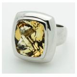 Yurman Style 14.50 ct Citrine Designer Ring