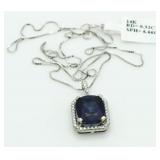 14kt Gold Oval 6.98 ct Sapphire & Diamond Pendant