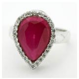 Pear Cut 4.84 ct Ruby Solitaire Ring