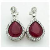 Pear Cut 8.42 ct Ruby Solitaire Earrings