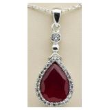 Pear Cut 8.65 ct Ruby Solitaire Pendant