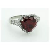 3.00 ct Garnet Heart Solitaire Ring