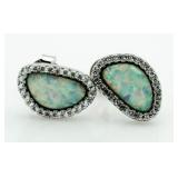 Enamled Opal Designer Earrings