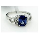 Radiant Cut 2.01 ct Tanzanite & Diamond Ring