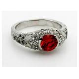 Antique Style Ruby Filligree Ring