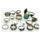 (18) Vintage Sterling Silver Estate Rings