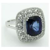 14kt Gold 8.73 ct Sapphire & Diamond Ring