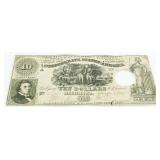 1861 Hole Punch Canceled $10 Confederate Note