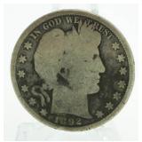 1892 Barber Silver Half Dollar