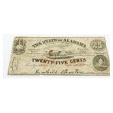 State Of Alabama Confederate .25 Fractional Note