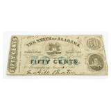 State Of Alabama Confederate .50 Fractional Note