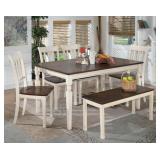 Ashley 583 Whitesburg Table, Four Chairs, & Bench