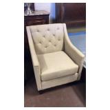 Khaki tufted designer club chair