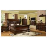 Hemingway queen size leather sleigh bedroom suite