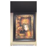 Beautiful Large Framed Headdress Oil Painting