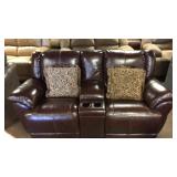 Ashley Leather Power Double Rocker Recliner w/