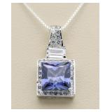 Princess Cut 3.50 ct Tanzanite Designer Pendant