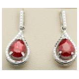 Genuine 2.10 ct Ruby & Diamond Earrings