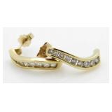 10kt Gold 1/2 ct Channel Set Diamond Earrings