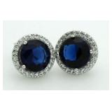 Round 5.50 ct Sapphire Designer Earrings