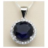 Round 3.85 ct Sapphire Designer Pendant