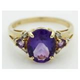 14kt Gold Amethyst & Diamond Ring