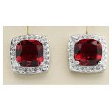 Cushion Cut 4.20 ct Ruby Designer Earrings