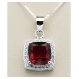 Cushion Cut 3.60 ct Ruby Designer Pendant