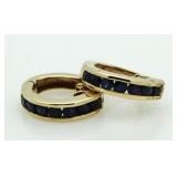 10kt Gold Channel Set Sapphire Earrings