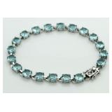 Brilliant 18.00 ct Blue Topaz Tennis Bracelet