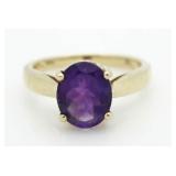 14kt Gold Oval Genuine 2.50 ct Amethyst Solitaire