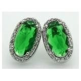 Alongated Oval Emerald Earrings