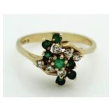 14kt Gold Antique Emerald & Diamond Estate Ring