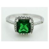 Cushion Cut 1.35 ct Emerald Solitaire Ring