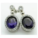 Oval 6.44 ct Amethyst Solitaire Earrings